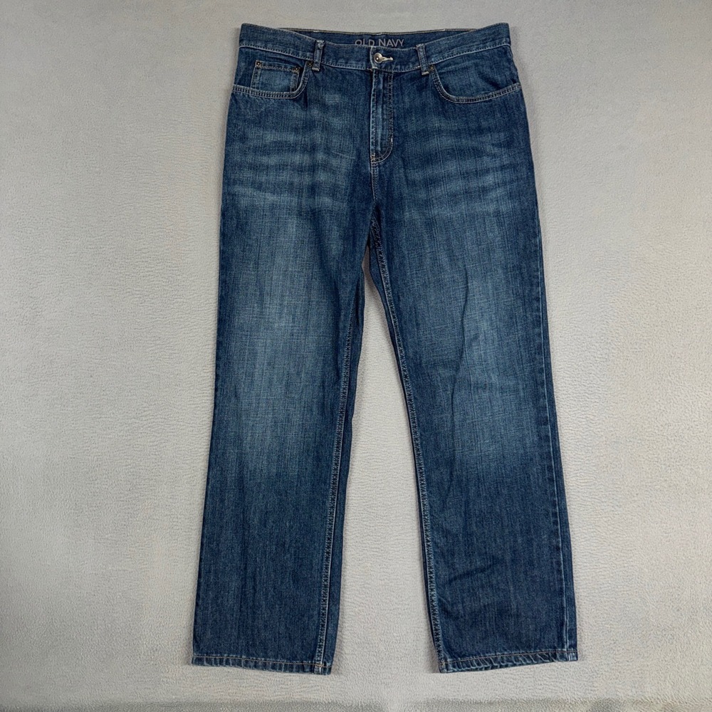 Old Navy Jeans Mens 36x32 (Fits 36x29) Blue Straight Leg Dark Wash Denim Cotton